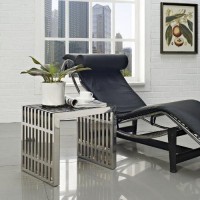 Modway Gridiron Contemporary Modern Small Stainless Steel Bench, 195