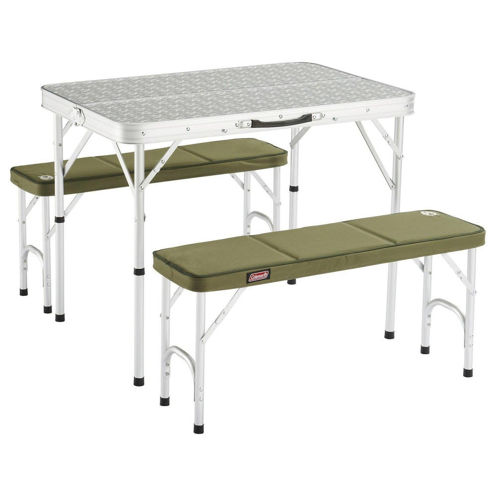 Coleman Pack-Away Table For 4, Camping Table For 4 People, Compact And Lightweight For Easy Transportation, Made From Durable Aluminum, Comfortable And Fully Washable Bench Seat Covers