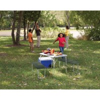 Coleman Pack-Away Table For 4, Camping Table For 4 People, Compact And Lightweight For Easy Transportation, Made From Durable Aluminum, Comfortable And Fully Washable Bench Seat Covers