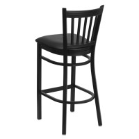 HERCULES Series Black Vertical Back Metal Restaurant Barstool - Black Vinyl Seat