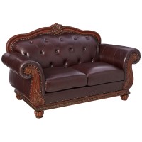 Acme Anondale Loveseat In Espresso Top Grain Leather Match And Cherry