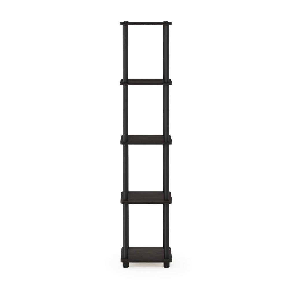 FURINNO TurnNTube 5Tier corner Square Rack Display Shelf Round EspressoBlack