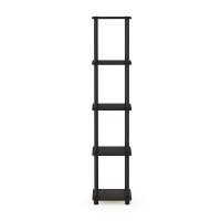 FURINNO TurnNTube 5Tier corner Square Rack Display Shelf Round EspressoBlack