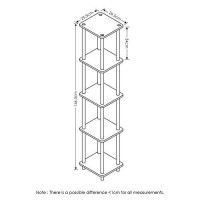 FURINNO TurnNTube 5Tier corner Square Rack Display Shelf Round EspressoBlack