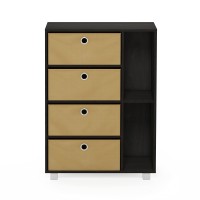 Furinno Multipurpose Storage Cabinet W/4 Bin Drawers, Espresso/Brown