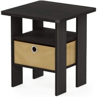 Furinno Andrey End Table / Side Table / Night Stand / Bedside Table With Bin Drawer, Espresso/Brown