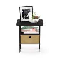 Furinno Andrey End Table / Side Table / Night Stand / Bedside Table With Bin Drawer, Espresso/Brown