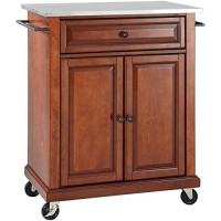 Crosley Furniture Compact Kitchen Island With Stainless Steel Top, Cherry