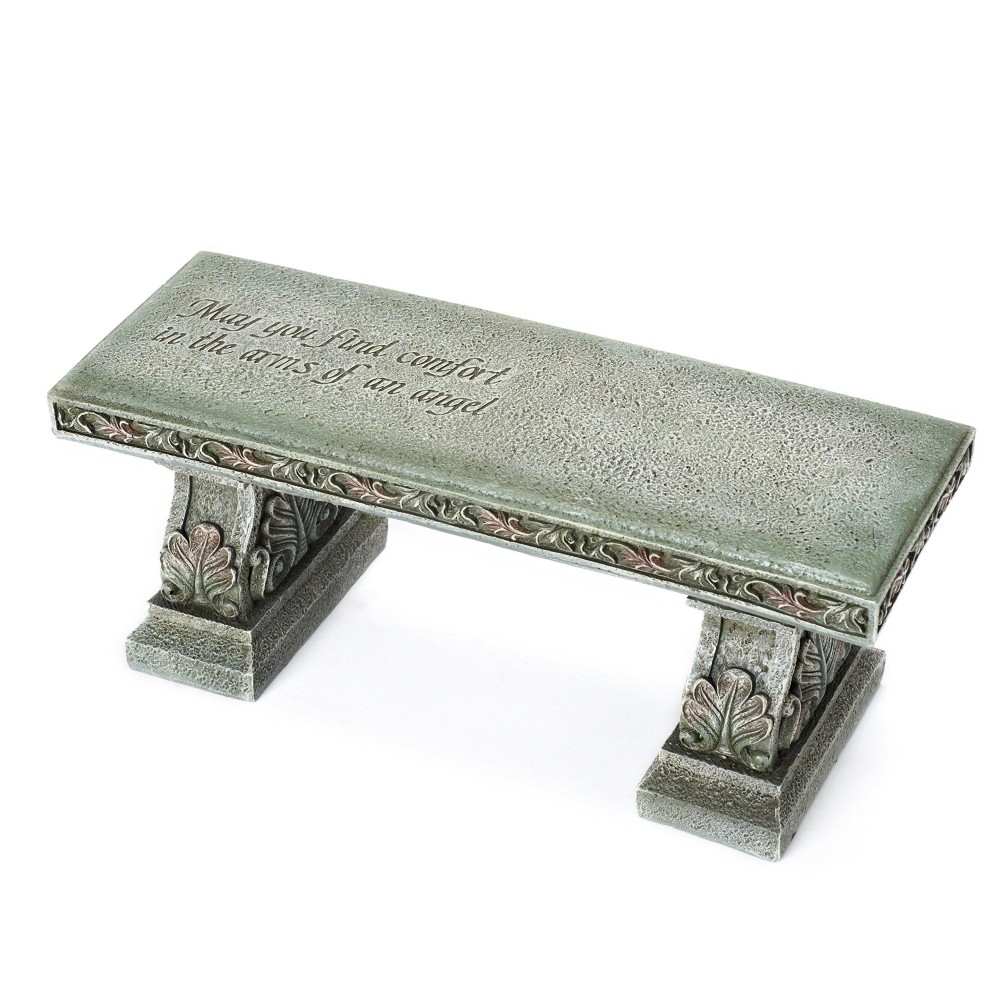 Roman Memorial Bench With Verse Inscribed On Top, 15.25-Inch, Resin, Small