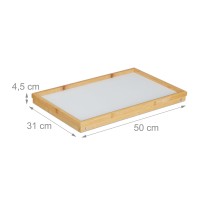 Relaxdays Bamboo Wooden Breakfast In Bed Tray, Serving Tray With Folding Legs W/Plastic Surface, Natural Brown