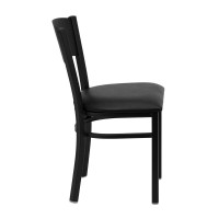 HERCULES Series Black Circle Back Metal Restaurant Chair - Black Vinyl Seat