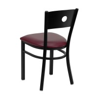 Flash Furniture Hercules Series Black Circle Back Metal Restaurant Chair - Burgundy Vinyl Seat