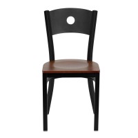 Flash Furniture Hercules Series Black Circle Back Metal Restaurant Chair - Cherry Wood Seat