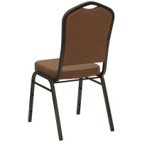 Hercules Series Crown Back Stacking Banquet Chair In Coffee Fabric - Gold Vein Frame