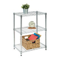 Honeycando Shf01903 Adjustable Storage Shelving 250Pounds Per Shelf Chrome 3Tier 24Lx14Wx30H