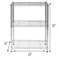 Honeycando Shf01903 Adjustable Storage Shelving 250Pounds Per Shelf Chrome 3Tier 24Lx14Wx30H