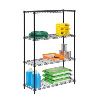 Honeycando Shf01908 Adjustable Storage Shelving Unit 250Pounds Per Shelf Black 4Tier 36Lx14Wx54H