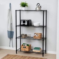 Honeycando Shf01908 Adjustable Storage Shelving Unit 250Pounds Per Shelf Black 4Tier 36Lx14Wx54H