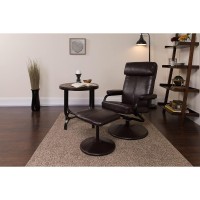 Flash Furniture Whitney Contemporary Multi-Position Headrest Recliner And Ottoman With Wrapped Base In Brown Leathersoft