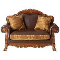 Acme Dresden Loveseat With 2 Pillows, Chenille Pu Finish