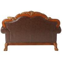 Acme Dresden Loveseat With 2 Pillows, Chenille Pu Finish