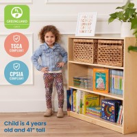 Ecr4Kids Classic Bookcase, 36In, Adjustable Bookshelf, Natural