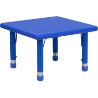 Flash Furniture Wren 24'' Square Blue Plastic Height Adjustable Activity Table