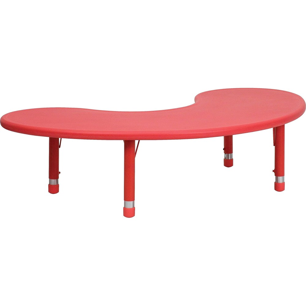 Flash Furniture 35''W X 65''L Half-Moon Red Plastic Height Adjustable Activity Table