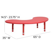 Flash Furniture 35''W X 65''L Half-Moon Red Plastic Height Adjustable Activity Table