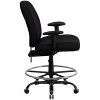 Flash Furniture Hercules Series Big & Tall 400 Lb. Rated Black Fabric Ergonomic Drafting Chair With Adjustable Back Height And Arms