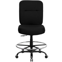 Flash Furniture Hercules Series Big & Tall 400 Lb. Rated Black Fabric Rectangular Back Ergonomic Draft Chair With Adjustable Arms