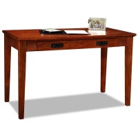 Leick Home 82400 Mission Writing Computer Desk With Drop Front Keyboard Drawer, For Home Office, Solid Wood, Mission Oak