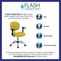 Flash Furniture Beverly Mid-Back Yellow Mesh Padded Swivel Task Office Chair With Chrome Base And Arms