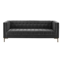 Isaac Channel Stitch Gray Velvet Sofa