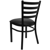 HERCULES Series Black Ladder Back Metal Restaurant Chair - Black Vinyl Seat