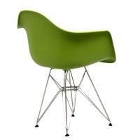 Modway Paris Mid-Century Modern Molded Plastic Dining Armchair With Steel Metal Base In Green