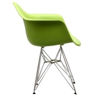 Modway Paris Mid-Century Modern Molded Plastic Dining Armchair With Steel Metal Base In Green