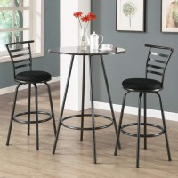 Monarch Specialties Silver Grey Metal 29Inch High Swivel Bar Stools Set 2Piece