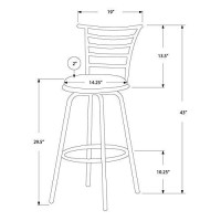 Monarch Specialties Silver Grey Metal 29Inch High Swivel Bar Stools Set 2Piece