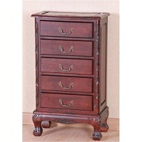 International Caravan Furniture Piece Carved Wood Five Drawer Jewelry Chest