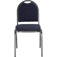 Nps 9200 Series Premium Fabric Upholstered Stack Chair, Midnight Blue Seat/ Silvervein Frame