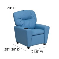 Flash Furniture Chandler Vinyl Kids Recliner with Cup Holder and Safety Recline Contemporary Reclining Chair for Kids Supports