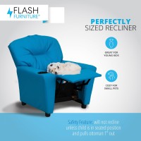 Flash Furniture Chandler Vinyl Kids Recliner with Cup Holder and Safety Recline Contemporary Reclining Chair for Kids Supports