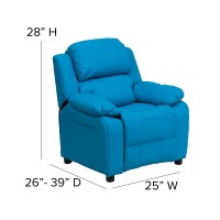 Flash Furniture Charlie Vinyl Kids Recliner with FlipUp Storage Arms and Safety Recline Contemporary Reclining Chair for Kids