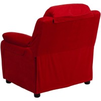 Flash Furniture Charlie Microfiber Kids Recliner with FlipUp Storage Arms and Safety Recline Contemporary Reclining Chair for