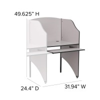 Flash Furniture Jordan Add-On Study Carrel In Nebula Grey Finish