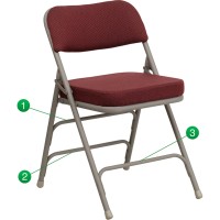 Hercules Series Premium Curved Triple Braced & Double Hinged Burgundy Fabric Metal Folding Chair