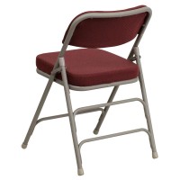 Hercules Series Premium Curved Triple Braced & Double Hinged Burgundy Fabric Metal Folding Chair