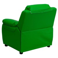 Flash Furniture Charlie Vinyl Kids Recliner With Flip-Up Storage Arms And Safety Recline, Contemporary Reclining Chair For Kids, Supports Up To 90 Lbs., Green