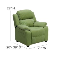 Flash Furniture Charlie Microfiber Kids Recliner with FlipUp Storage Arms and Safety Recline Contemporary Reclining Chair for